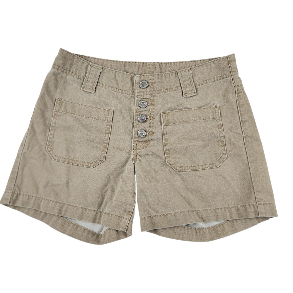 Vintage Y2K 2003 Levi's Khaki Button Fly Patch Pocket Shorts Size 4